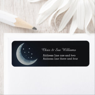 Etiqueta Starry Night Moon e Stars Elegante Personalizado