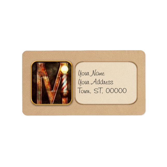 Etiqueta Steampunk - Alfabeto - M é para Bigode (Frente)