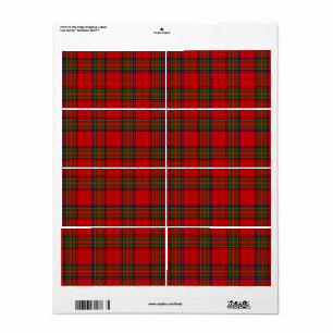Etiqueta Stewart / Stuart tartan xadrez vermelha