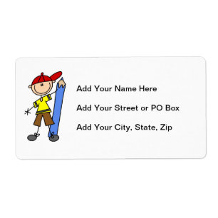 Etiqueta Stick Boy com Lápis