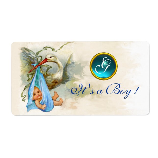 ETIQUETA STORY BABY CHÁ TEAL BLUE GEM MONOGRAM (Frente)