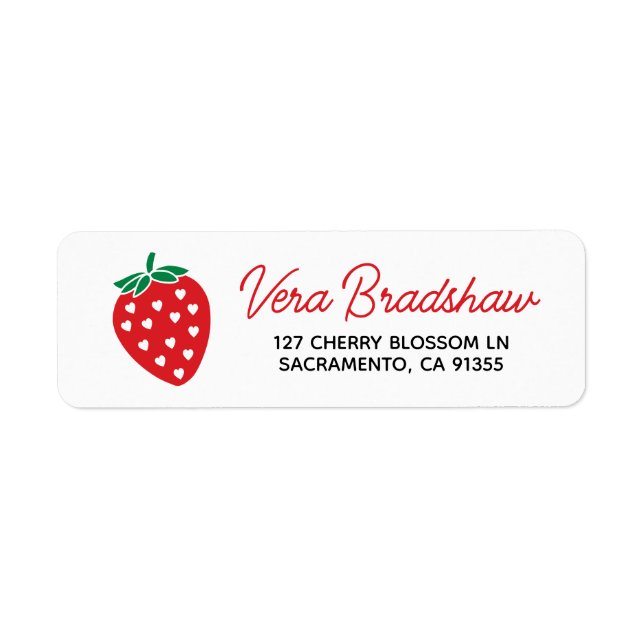 Etiqueta Strawberry Hearts Berry Sweet Address Label (Frente)