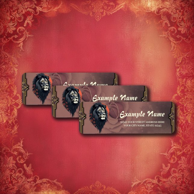 Etiqueta Strength and delicacy united, a black lion (Criador carregado)