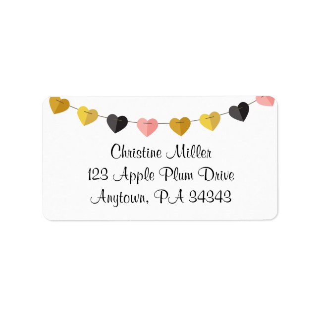 Etiqueta String of Hearts Custom Address (Frente)