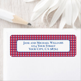 Etiqueta Stripes de Gingham Vermelho Branco e Azul Personal