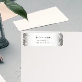 Etiqueta Stylish Silver Glitter Glitz Photo