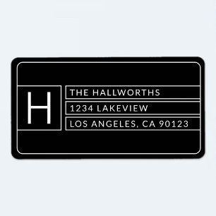 Etiqueta Stylish Unique Modern Geometric   Black & White