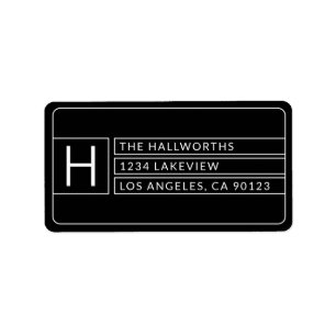 Etiqueta Stylish Unique Modern Geometric Black & White