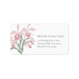Etiqueta Stylized orchid Cattleya dusty pink address labels
