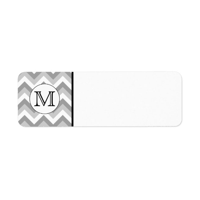 Etiqueta Sua Carta. Monograma do padrão Zigzag da cinza. (Frente)