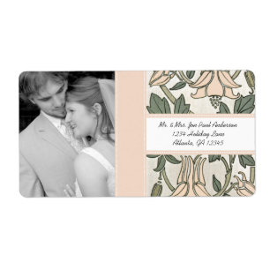 Etiqueta Sua Foto Casamento Vintage Rosa e Verde Millennial
