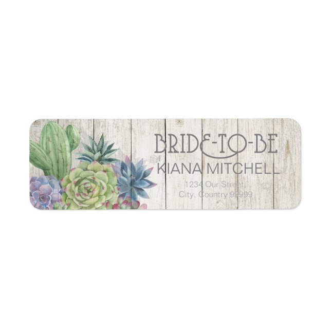 Etiqueta Succulents and Rustic Wood Bride-Be ID515 (Frente)