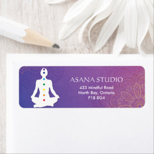 Etiqueta Sukhasna Pose Roxo Mandala Chakra Endereço de Dev