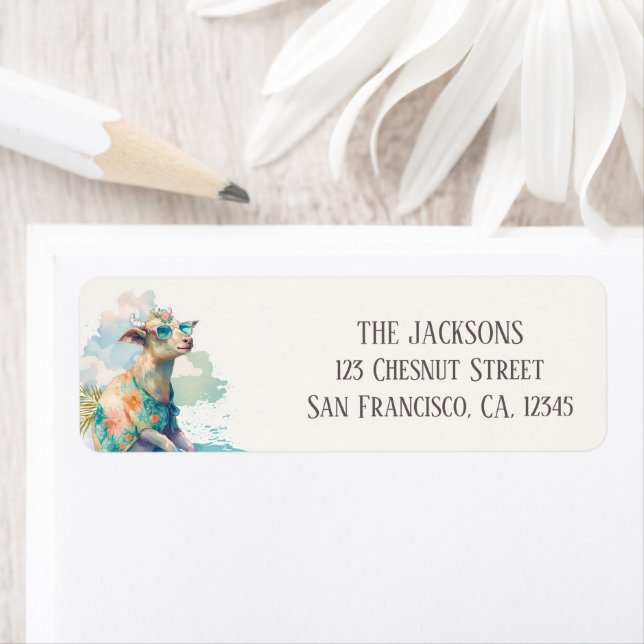 Etiqueta Summer Funny Goat Sunglass Endereço de devolução (Insitu)