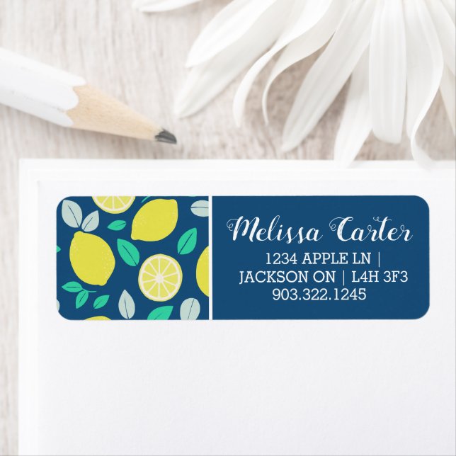 Etiqueta Summer Lemon Pattern in Navy Blue (Insitu)