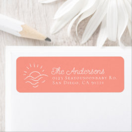 Etiqueta Sun on Ocean Waves Pink Return Address