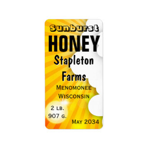 Etiqueta Sunburst Honey Jar Personalizado