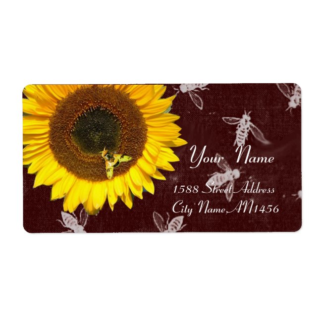 ETIQUETA SUNFLOWER AND HONEY BEE ,BEEKEEPING, BEEKEPER (Frente)