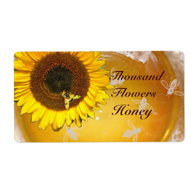 ETIQUETA SUNFLOWER AND HONEY BEE ,BEEKEEPING, BEEKEPER (Frente)