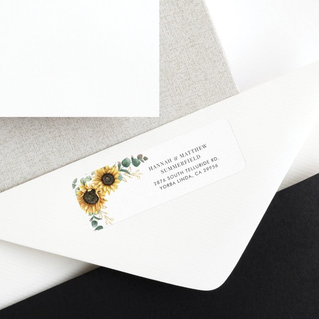 Etiqueta Sunflower Eucalyptus deixa endereço de retorno ver (Sunfloral Floral Eucalyptus Greenery Return Address Label)