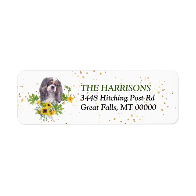 Etiqueta Sunflower Eucalyptus King Charles Spaniel (Frente)