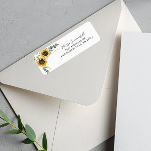 Etiqueta Sunflower Floral Eucalyptus Endereço De Regresso