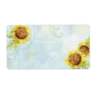 Etiqueta Sunflowers 'n Swirls, Wedding Invitation Labels