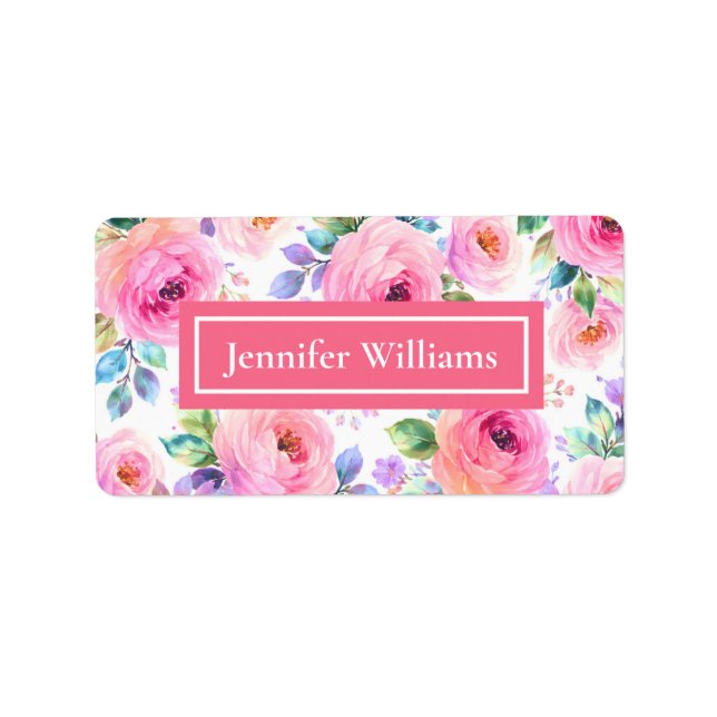 Etiqueta Sunrise Floral Boho Custom Name Design             (Frente)