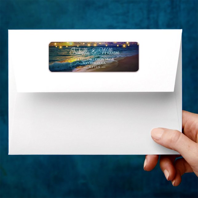 Etiqueta Sunset Beach String Luzes Verão (Criador carregado)