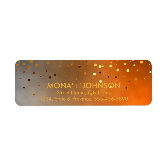 Etiqueta Sunset Dourado Glitter Sparkle Confetti Pontos Mod (Frente)