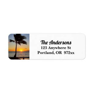 Etiqueta Sunset Havaiano e Palm Tree