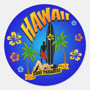 Etiqueta surfando de Havaí
