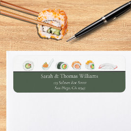 Etiqueta Sushi e Sashimi Aquarela