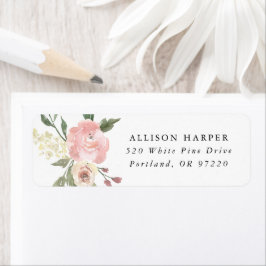 Etiqueta Sutil Blooms Watercolor Floral Return Address