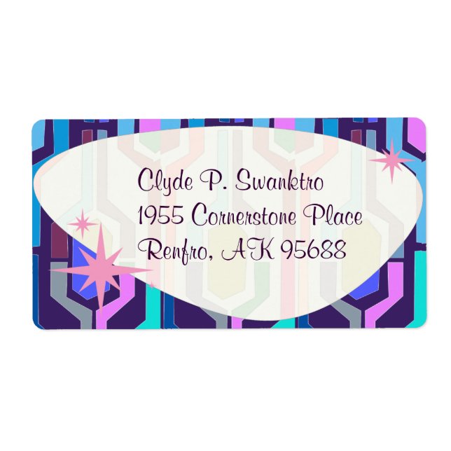 Etiqueta Swanky Pattern Fun Retro Luxe Art Design (Frente)