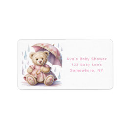 Etiqueta Sweet Teddy Bear Girl Baby Shower Address