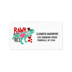 Etiqueta T-Rex nos meios de um Rawr do chapéu alto eu te
