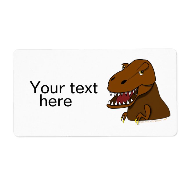 Etiqueta T-Rex Tyrannosaurus Rex Cartoon Dinossauro (Frente)