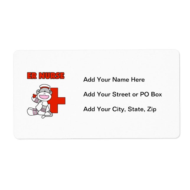 Etiqueta T-shirts e presentes da enfermeira Sock Monkey ER (Frente)