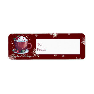 Etiqueta Taça de Natal de Chocolate Quente   Presente Verme