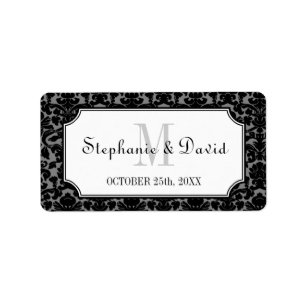 Etiqueta Tag cinzento preto do favor do casamento do quadro