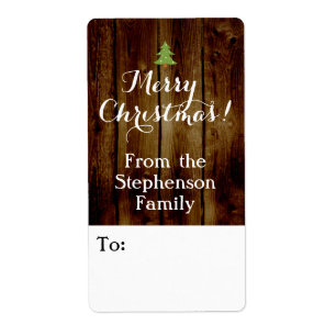 Etiqueta Tag de madeira do presente do Feliz Natal do