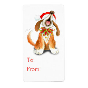 Etiqueta Tag do presente do cão do canto do Natal (a e de)