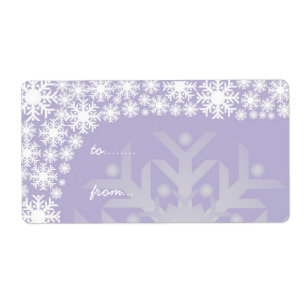 Etiqueta Tag do presente do Natal - flocos de neve roxos