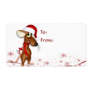 Etiqueta Tag do presente do rato de Papai Noel do Natal