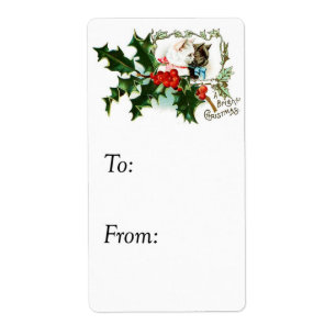 Etiqueta Tag do presente dos gatinhos do natal vintage