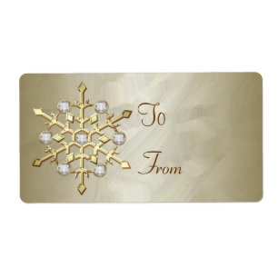 Etiqueta Tag Dourado do presente do floco de neve Dourado