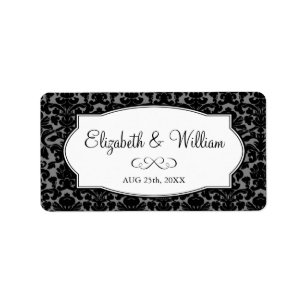 Etiqueta Tag elegante cinzento preto do favor do casamento