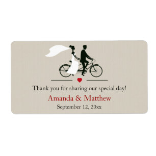 Etiqueta Tandem Bicycle Wedding Favor Labels