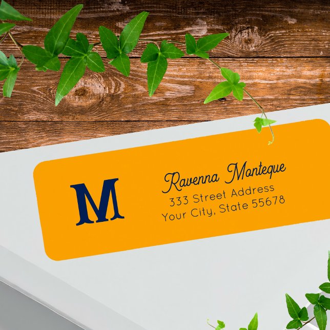 Etiqueta Tangerine Trendy Personalized Monogram Letter Name (Criador carregado)